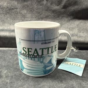 Starbucks City Collage Series 20 oz mug, 1999 SEATTLE Pink Elephant Space Needle
